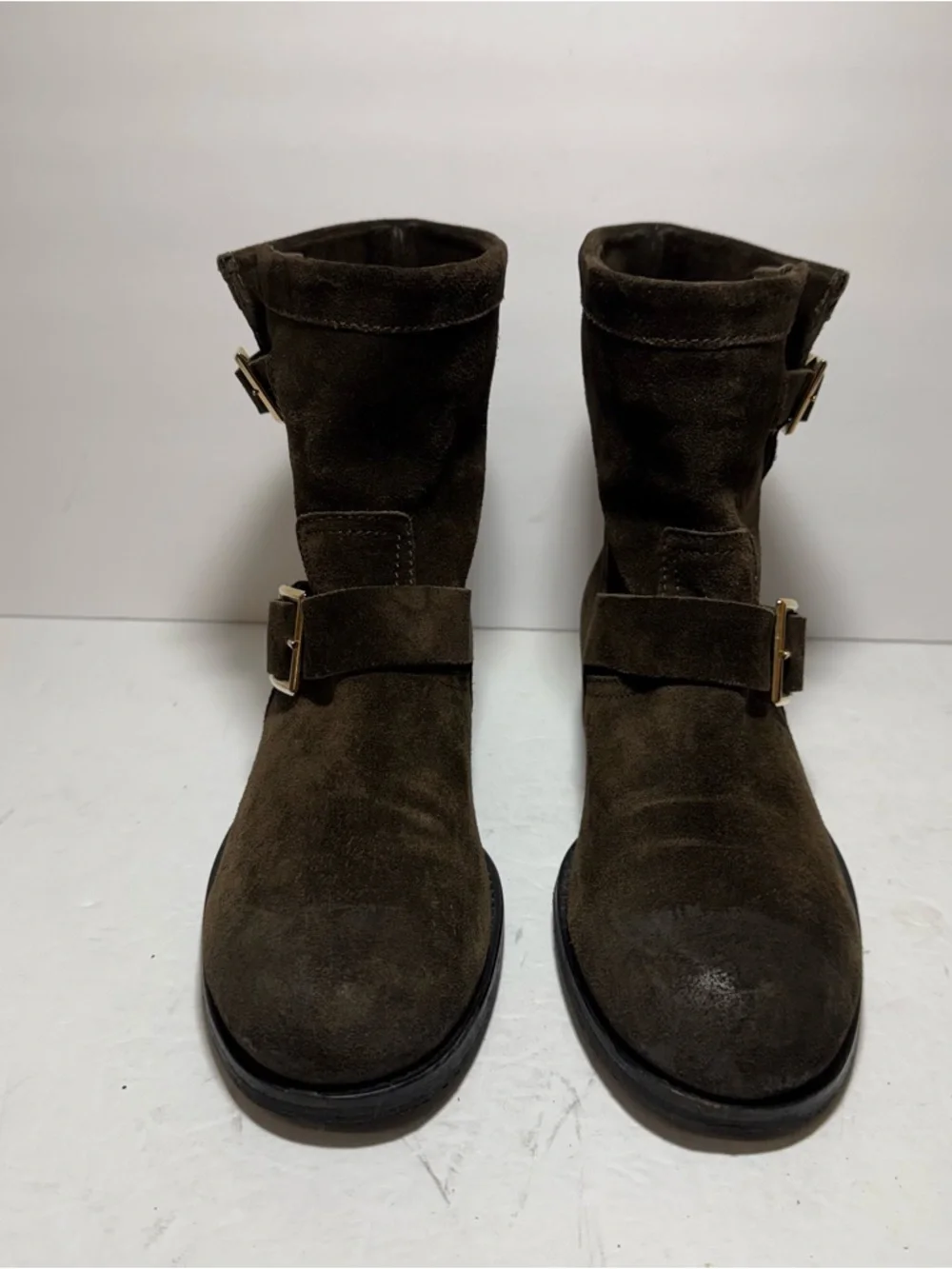 JIMMY CHOO YOUTH Brown Suede
Buckled Biker Combat Boots Size 381/2 - Picture 2 of 16